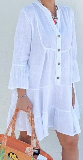 Romantic short linen dress